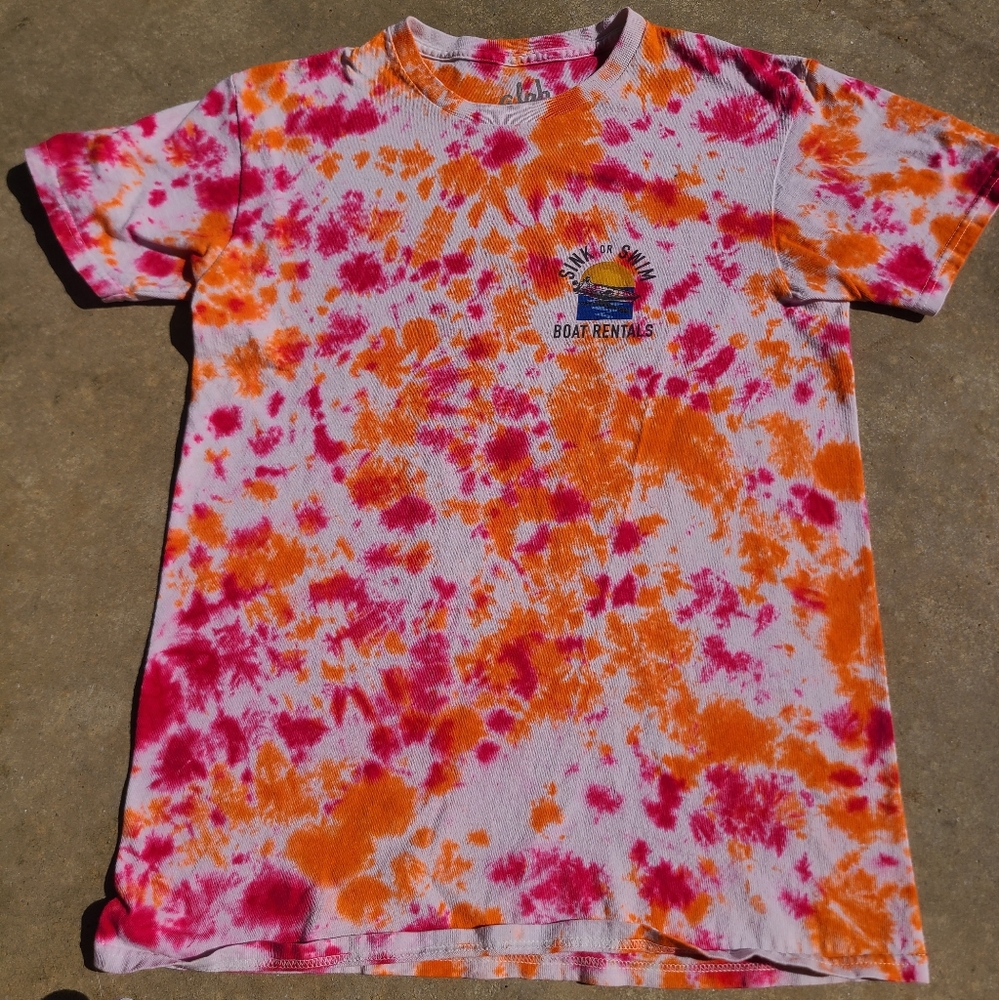Handmade tie dye sink or swim boat rental t shirt size small